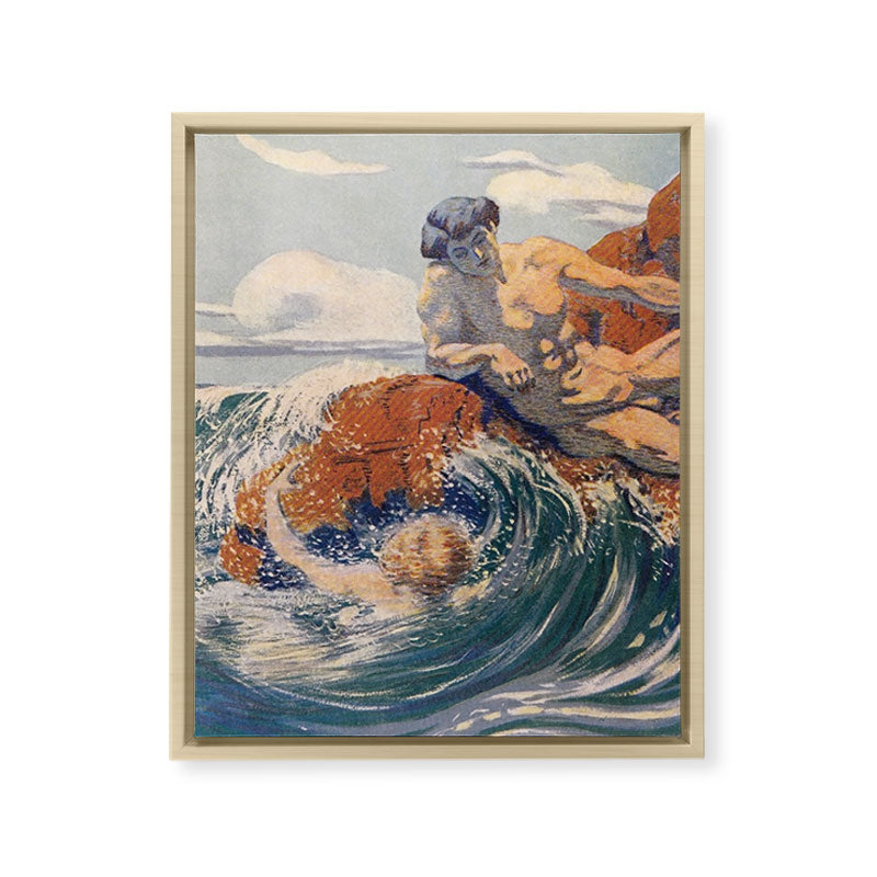 "You sea!... I behold... your crooked inviting fingers" (Margaret C. Cook, Leaves of Grass, 1913) Framed Canvas Print