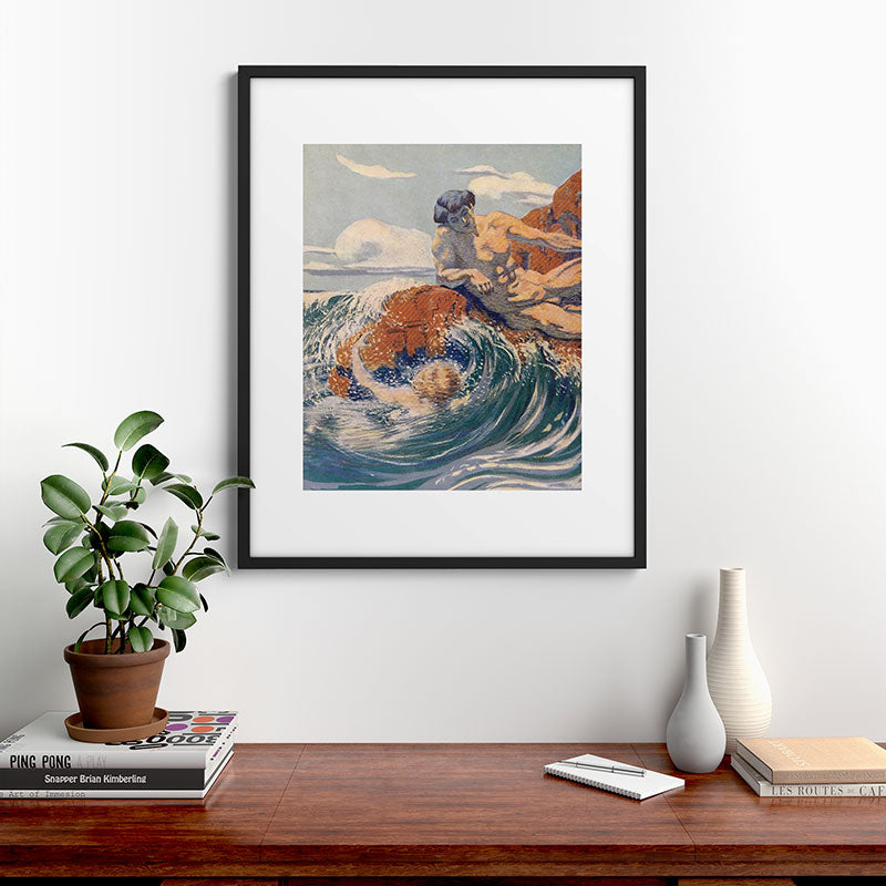 "You sea!... I behold... your crooked inviting fingers" (Margaret C. Cook, Leaves of Grass, 1913) Framed Art Print