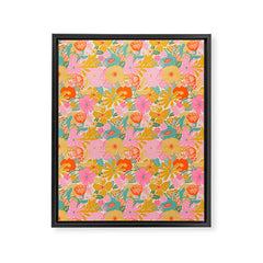 60's Retro Floral Framed Canvas Print