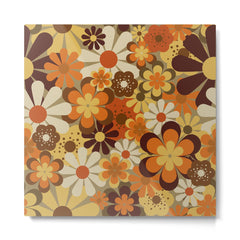 70's Floral Prints, Retro Art Metal Print