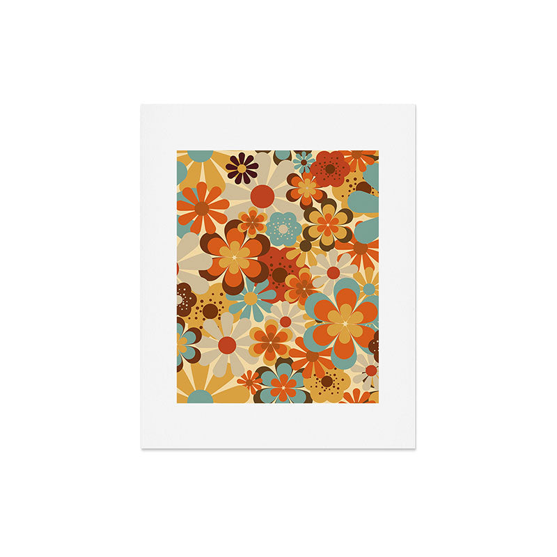 70's Retro Floral Patterned Prints Art Print