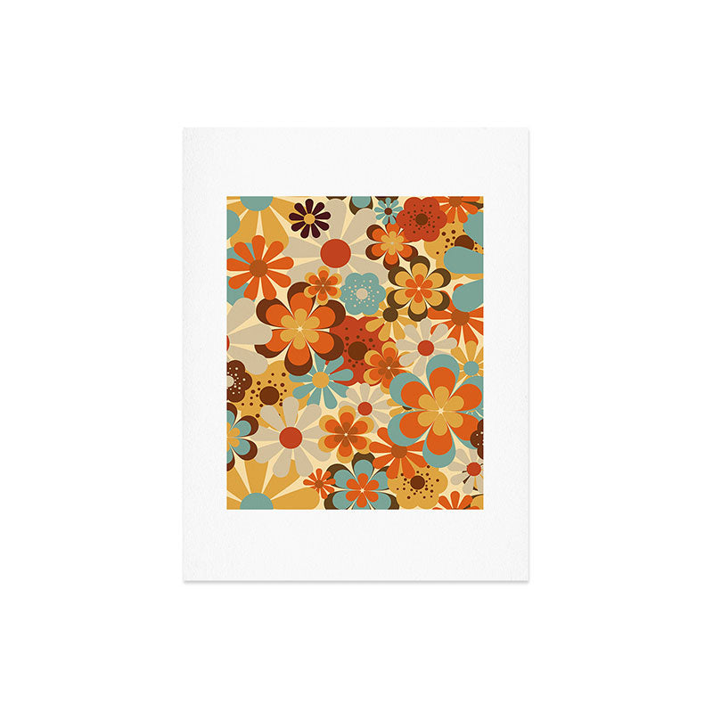 70's Retro Floral Patterned Prints Art Print