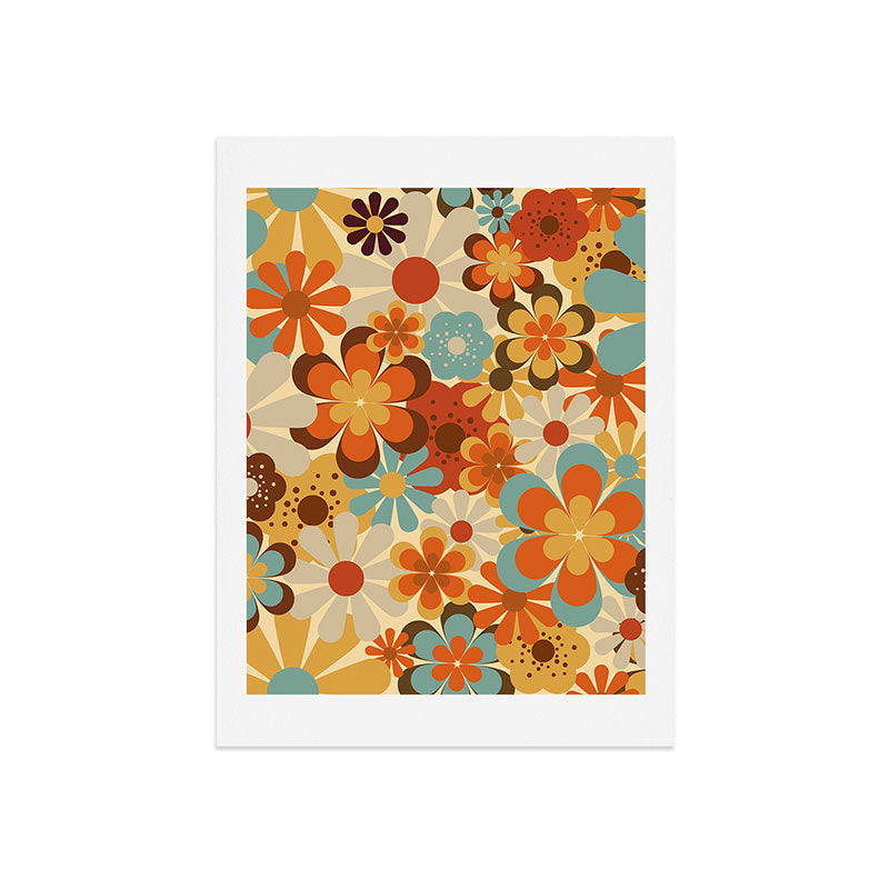 70's Retro Floral Patterned Prints Art Print
