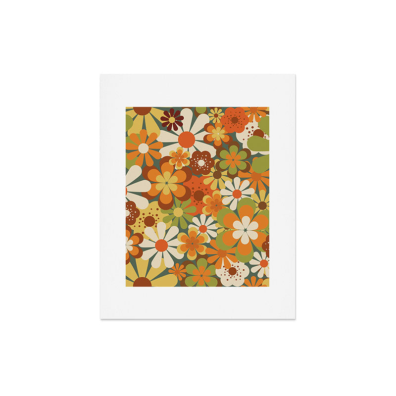 70's Retro Flowers Print Art Print