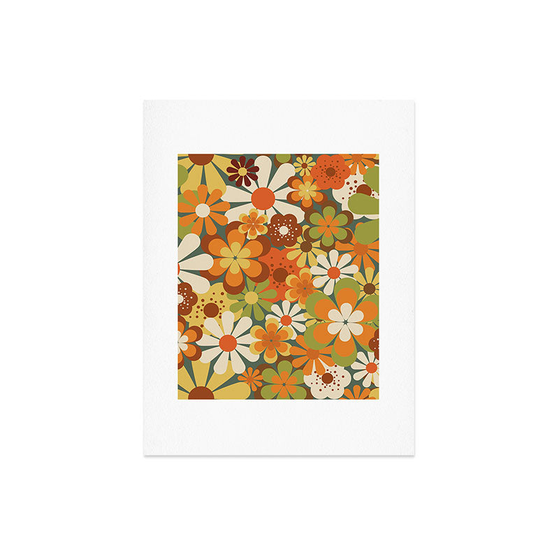 70's Retro Flowers Print Art Print