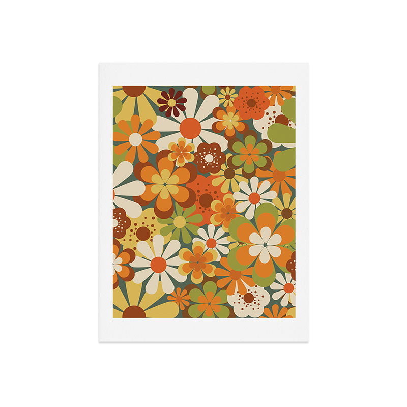 70's Retro Flowers Print Art Print