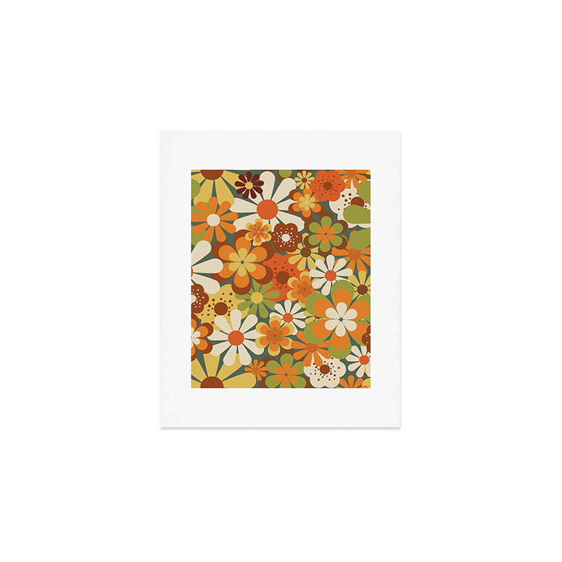70's Retro Flowers Print Art Print