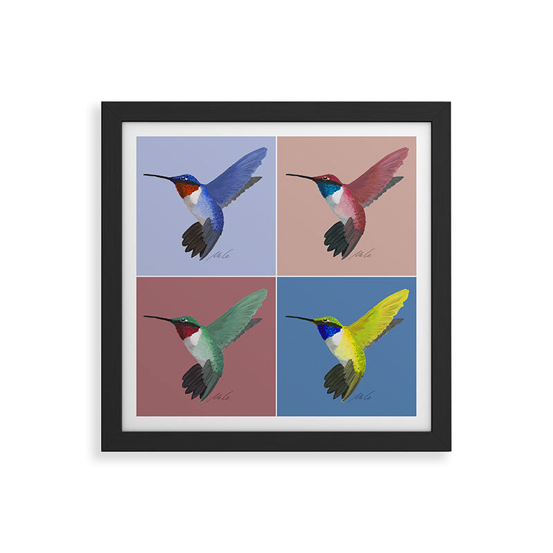 05 Blue, Red, Green, Yellow Hummingbird Framed Art Print