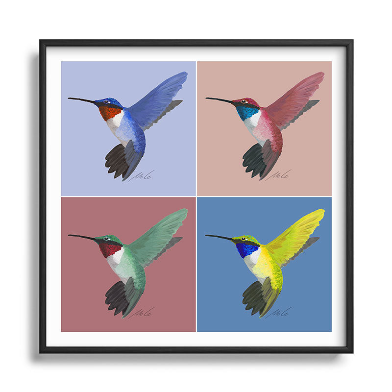 05 Blue, Red, Green, Yellow Hummingbird Framed Art Print