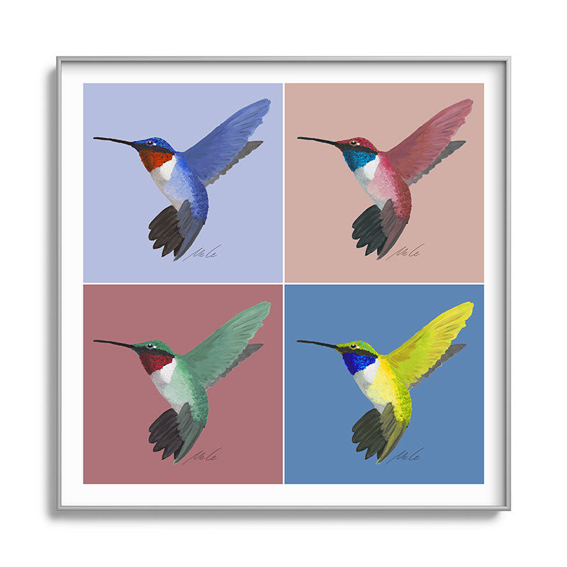 05 Blue, Red, Green, Yellow Hummingbird Framed Art Print