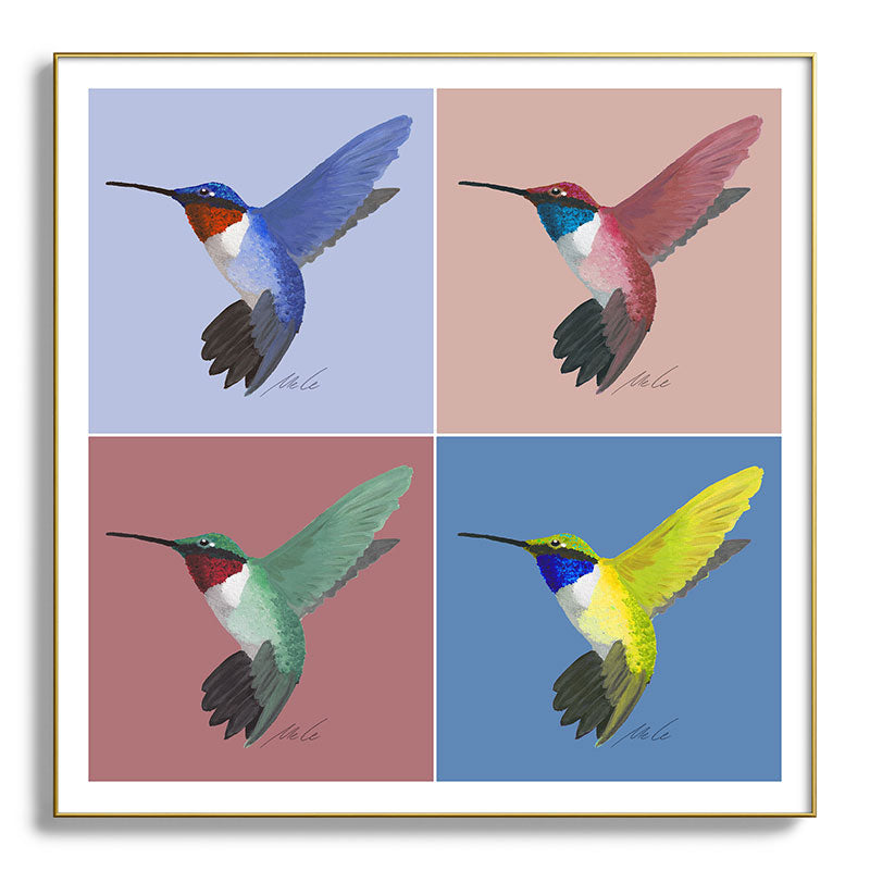 05 Blue, Red, Green, Yellow Hummingbird Framed Art Print