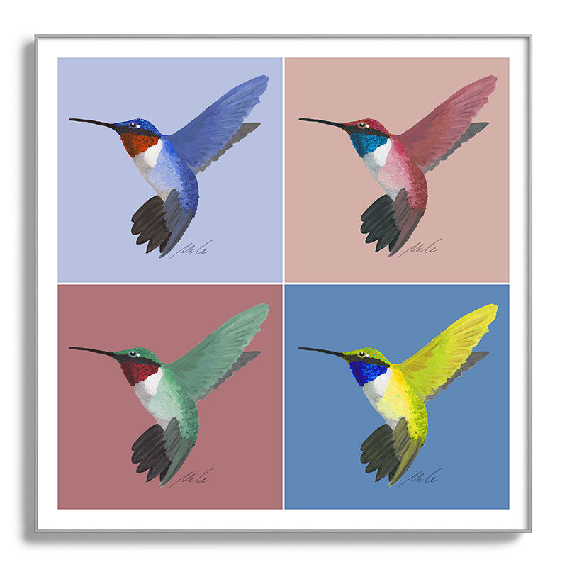 05 Blue, Red, Green, Yellow Hummingbird Framed Art Print