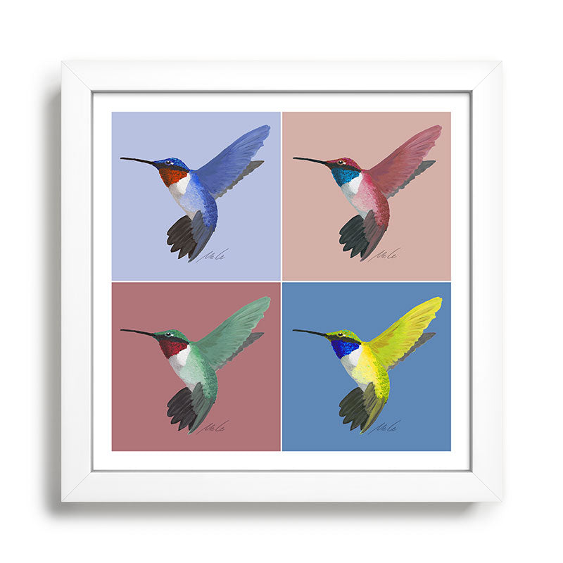 05 Blue, Red, Green, Yellow Hummingbird Framed Art Print
