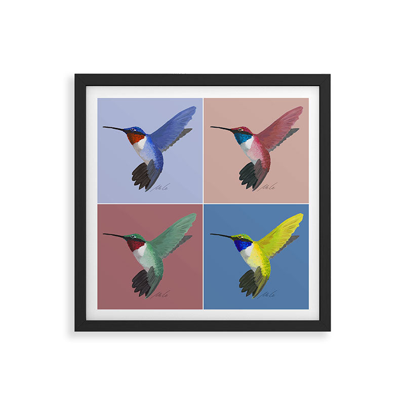 05 Blue, Red, Green, Yellow Hummingbird Framed Art Print