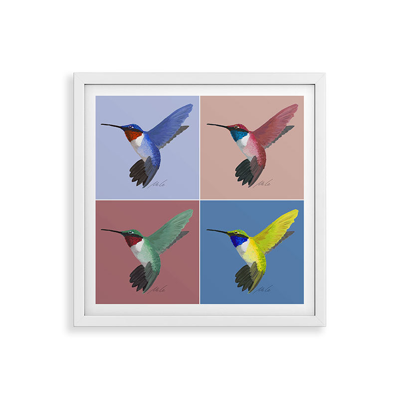 05 Blue, Red, Green, Yellow Hummingbird Framed Art Print