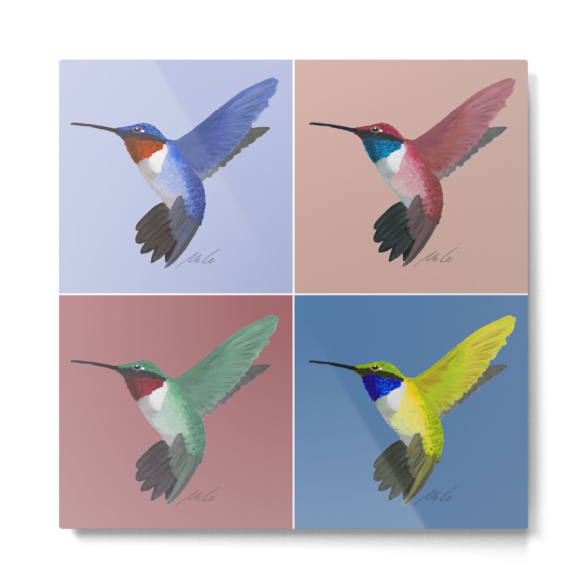 05 Blue, Red, Green, Yellow Hummingbird Metal Print