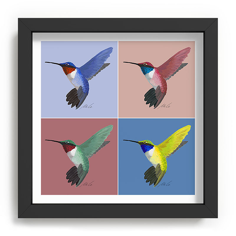 05 Blue, Red, Green, Yellow Hummingbird Framed Art Print