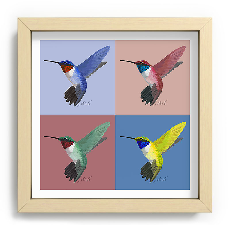 05 Blue, Red, Green, Yellow Hummingbird Framed Art Print