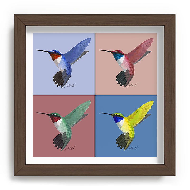 05 Blue, Red, Green, Yellow Hummingbird Framed Art Print