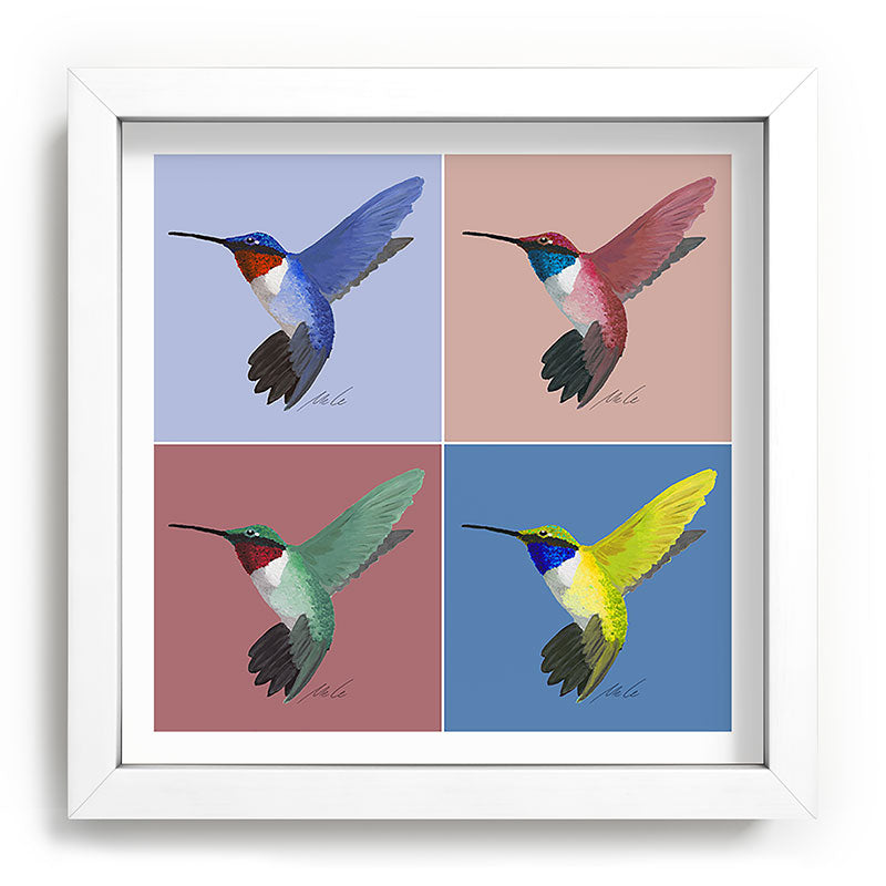 05 Blue, Red, Green, Yellow Hummingbird Framed Art Print