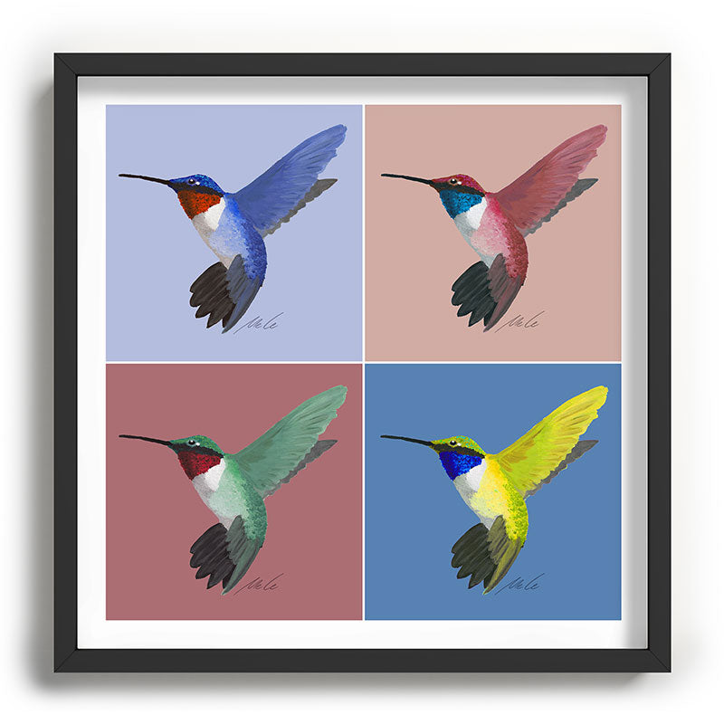 05 Blue, Red, Green, Yellow Hummingbird Framed Art Print