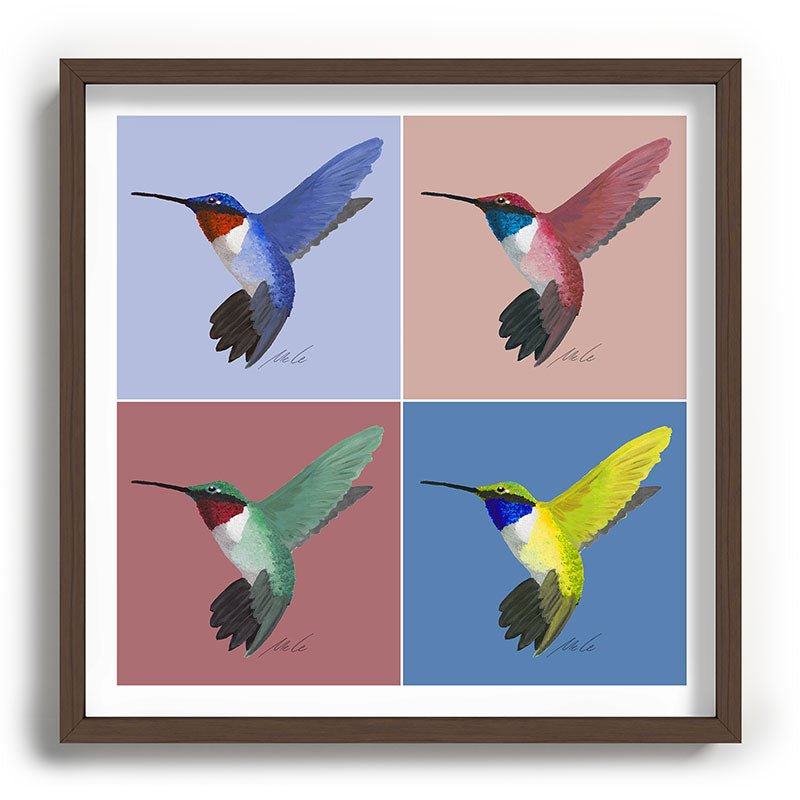 05 Blue, Red, Green, Yellow Hummingbird Framed Art Print