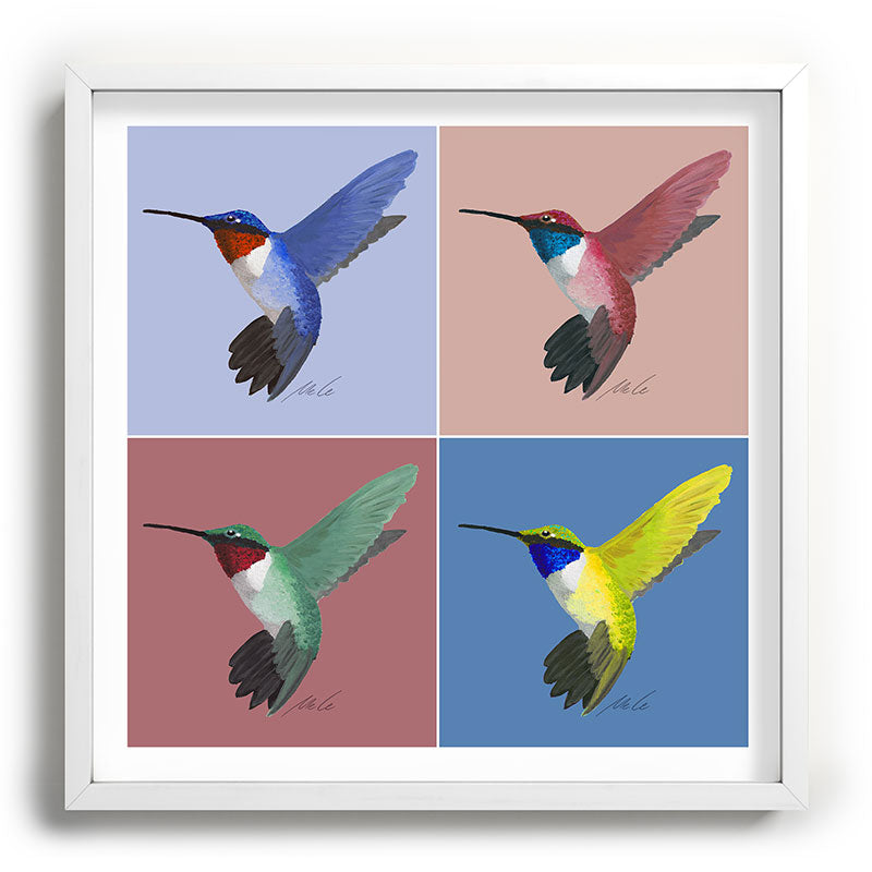 05 Blue, Red, Green, Yellow Hummingbird Framed Art Print