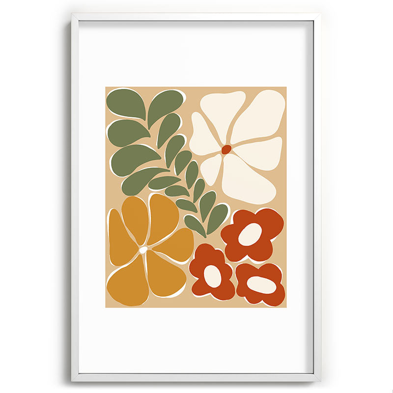 70s boho botanical flowers   Framed Art Print