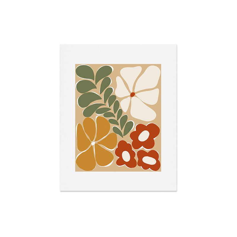 70s boho botanical flowers   Art Print