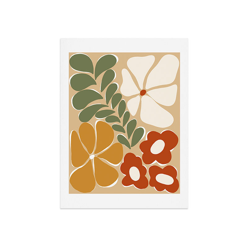 70s boho botanical flowers   Art Print