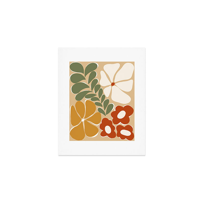 70s boho botanical flowers   Art Print