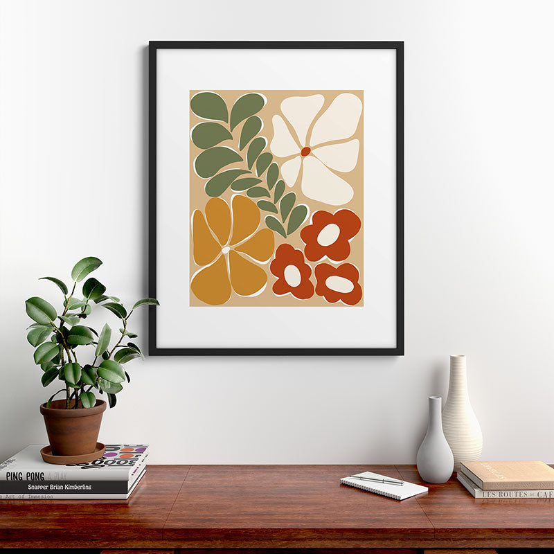 70s boho botanical flowers   Framed Art Print