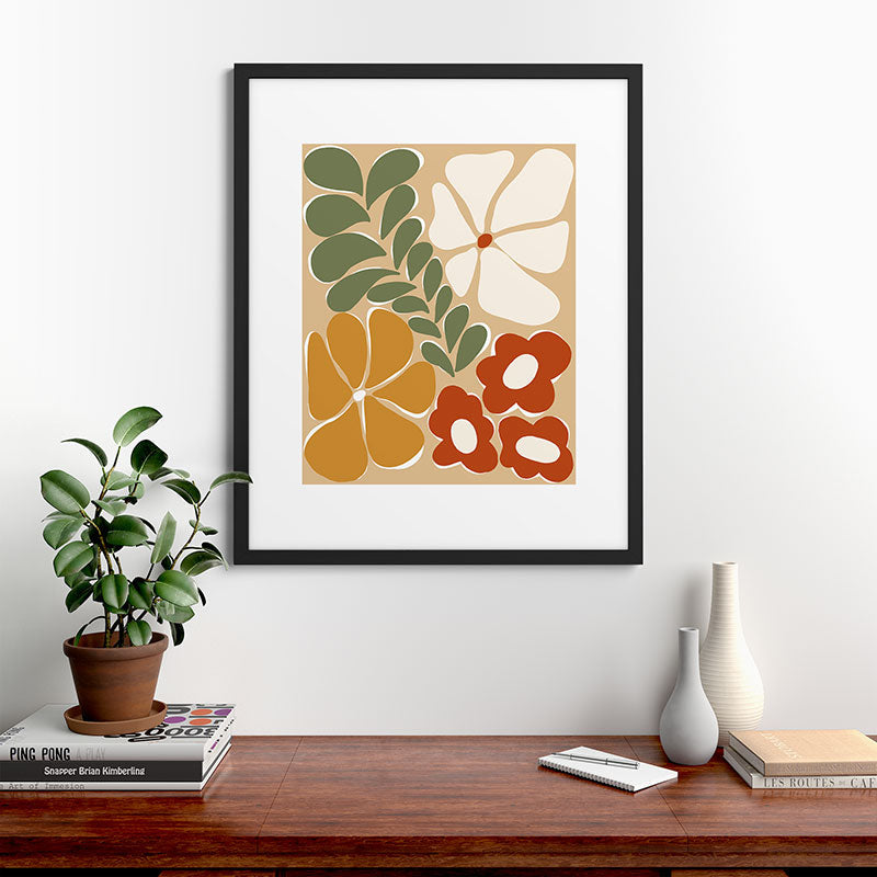 70s boho botanical flowers   Framed Art Print