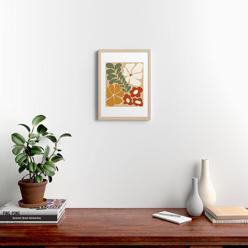 70s boho botanical flowers   Framed Art Print