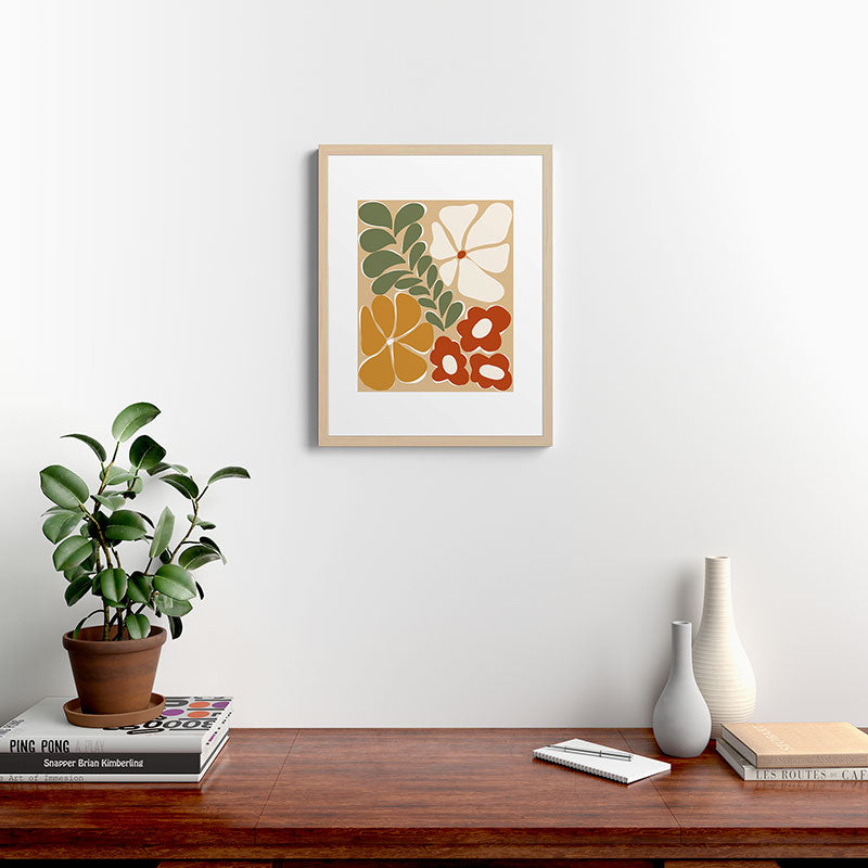 70s boho botanical flowers   Framed Art Print