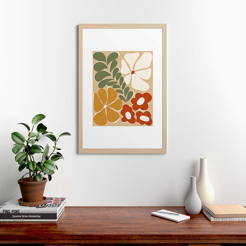 70s boho botanical flowers   Framed Art Print