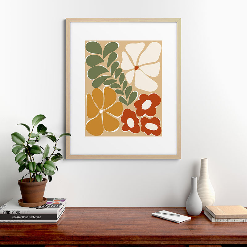 70s boho botanical flowers   Framed Art Print