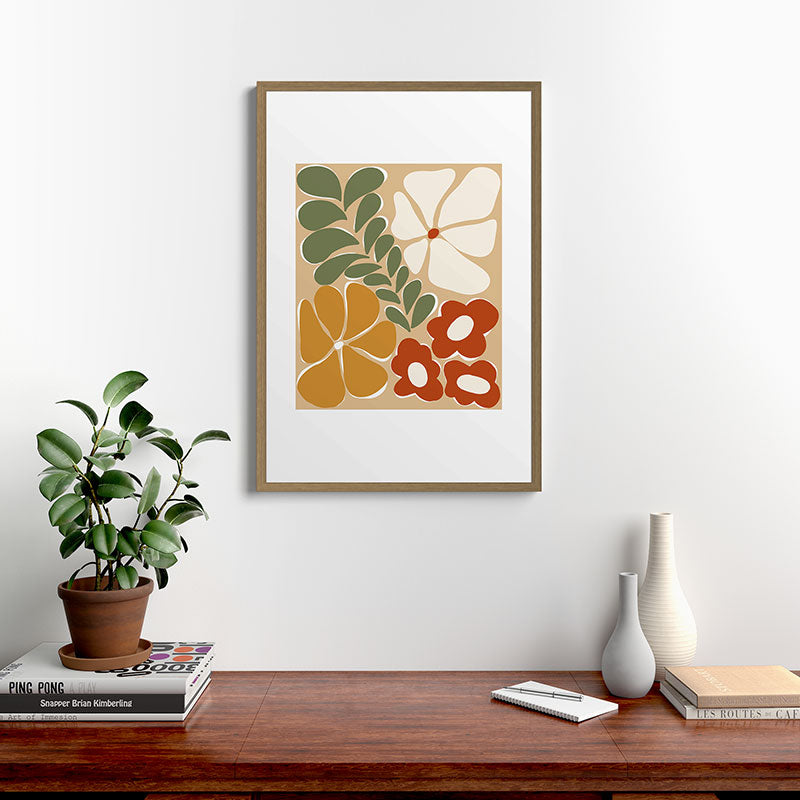 70s boho botanical flowers   Framed Art Print