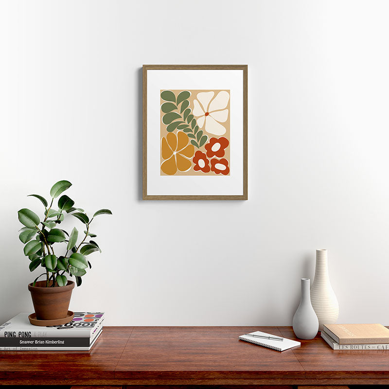 70s boho botanical flowers   Framed Art Print