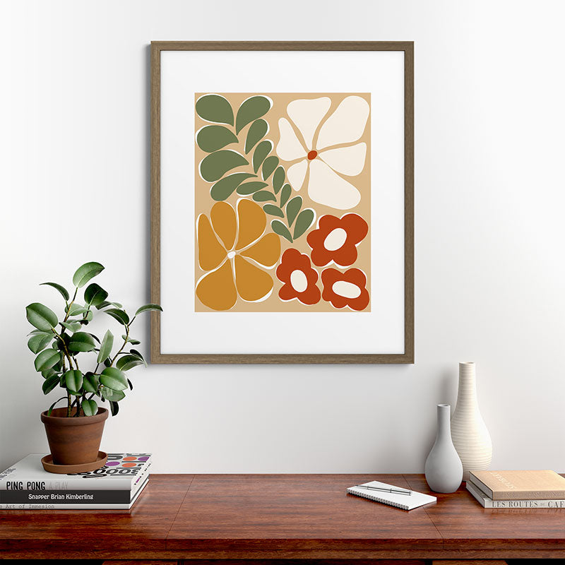 70s boho botanical flowers   Framed Art Print