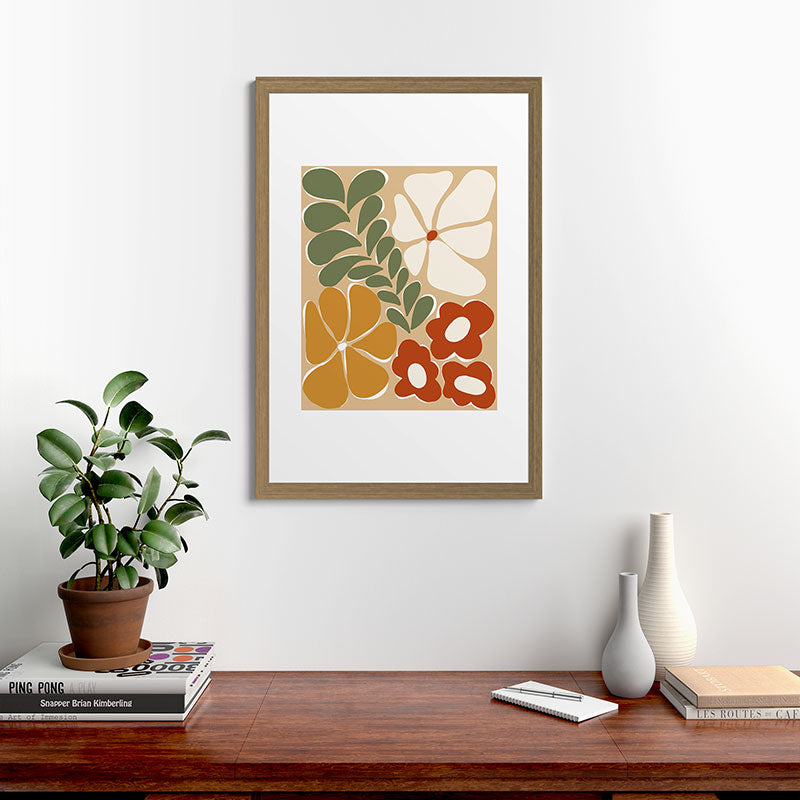 70s boho botanical flowers   Framed Art Print