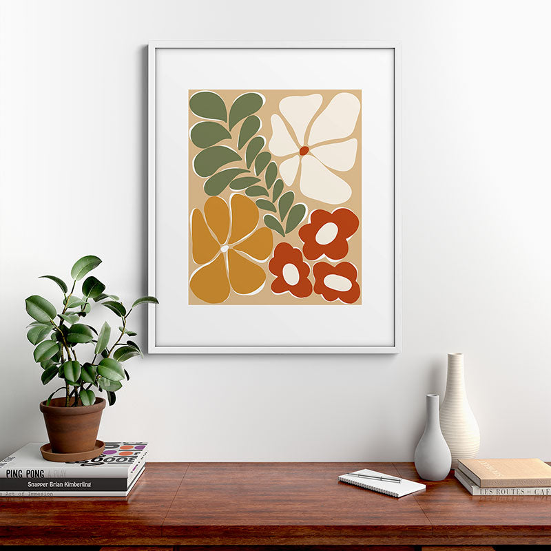 70s boho botanical flowers   Framed Art Print