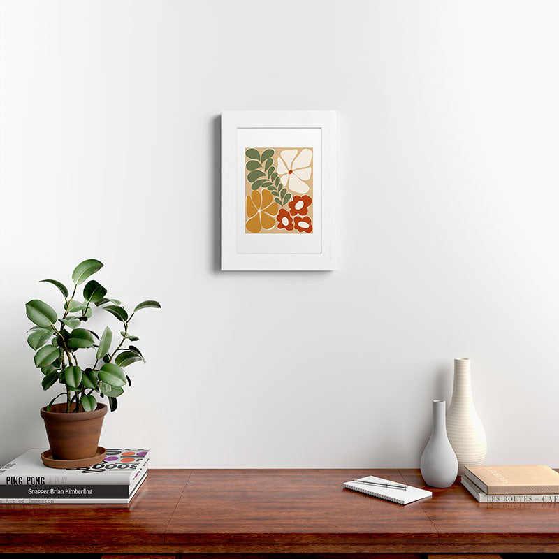 70s boho botanical flowers   Framed Art Print