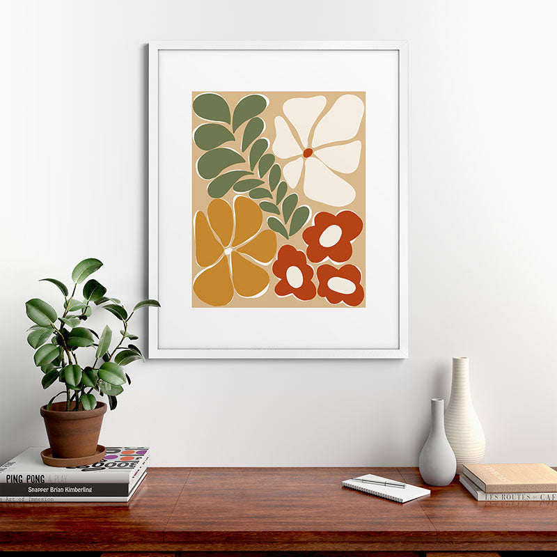 70s boho botanical flowers   Framed Art Print