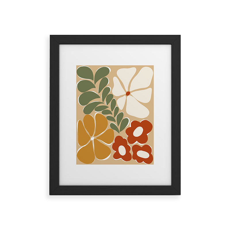 70s boho botanical flowers   Framed Art Print