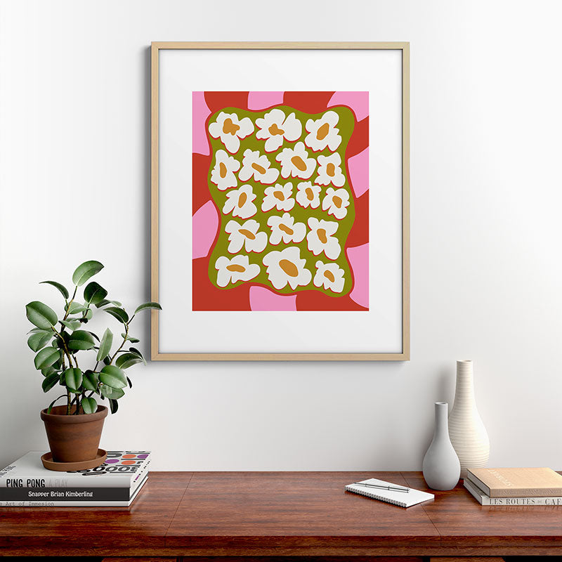 70's retro Bloom Framed Art Print