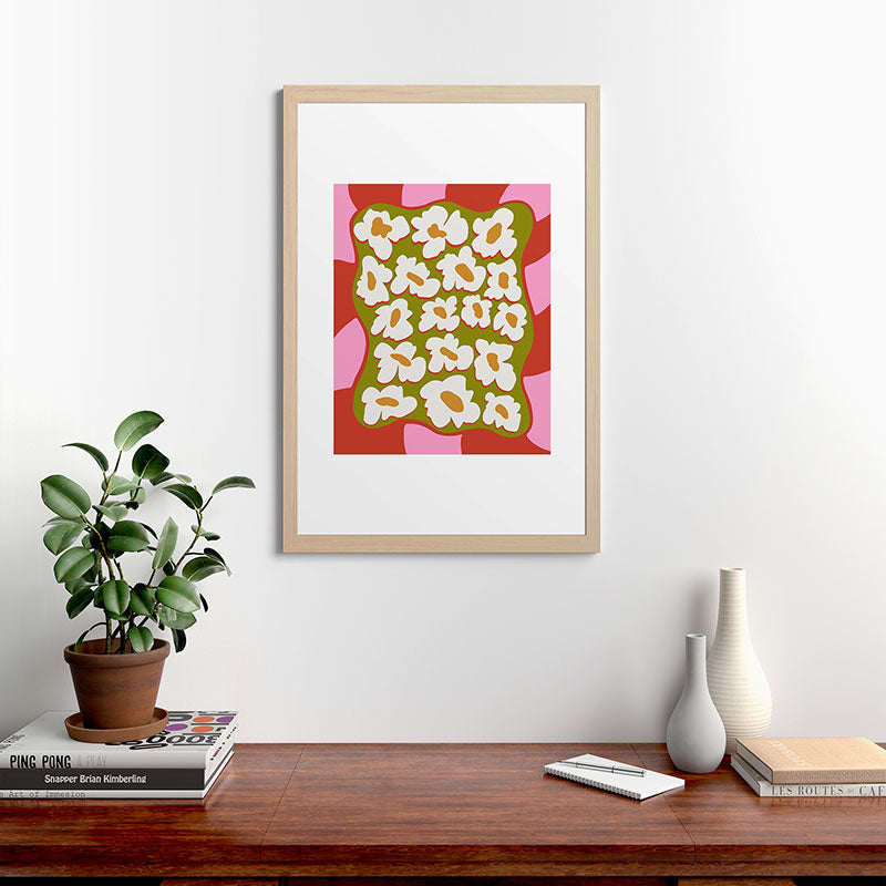 70's retro Bloom Framed Art Print