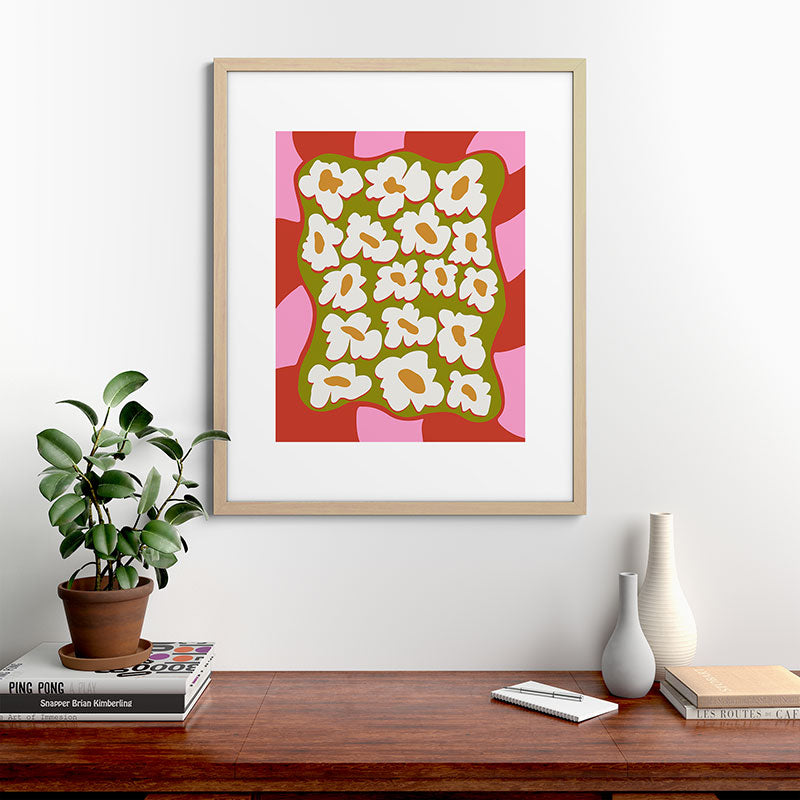 70's retro Bloom Framed Art Print