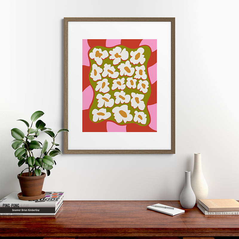 70's retro Bloom Framed Art Print