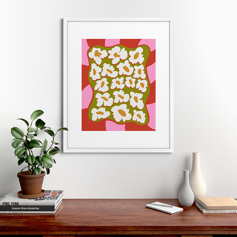 70's retro Bloom Framed Art Print